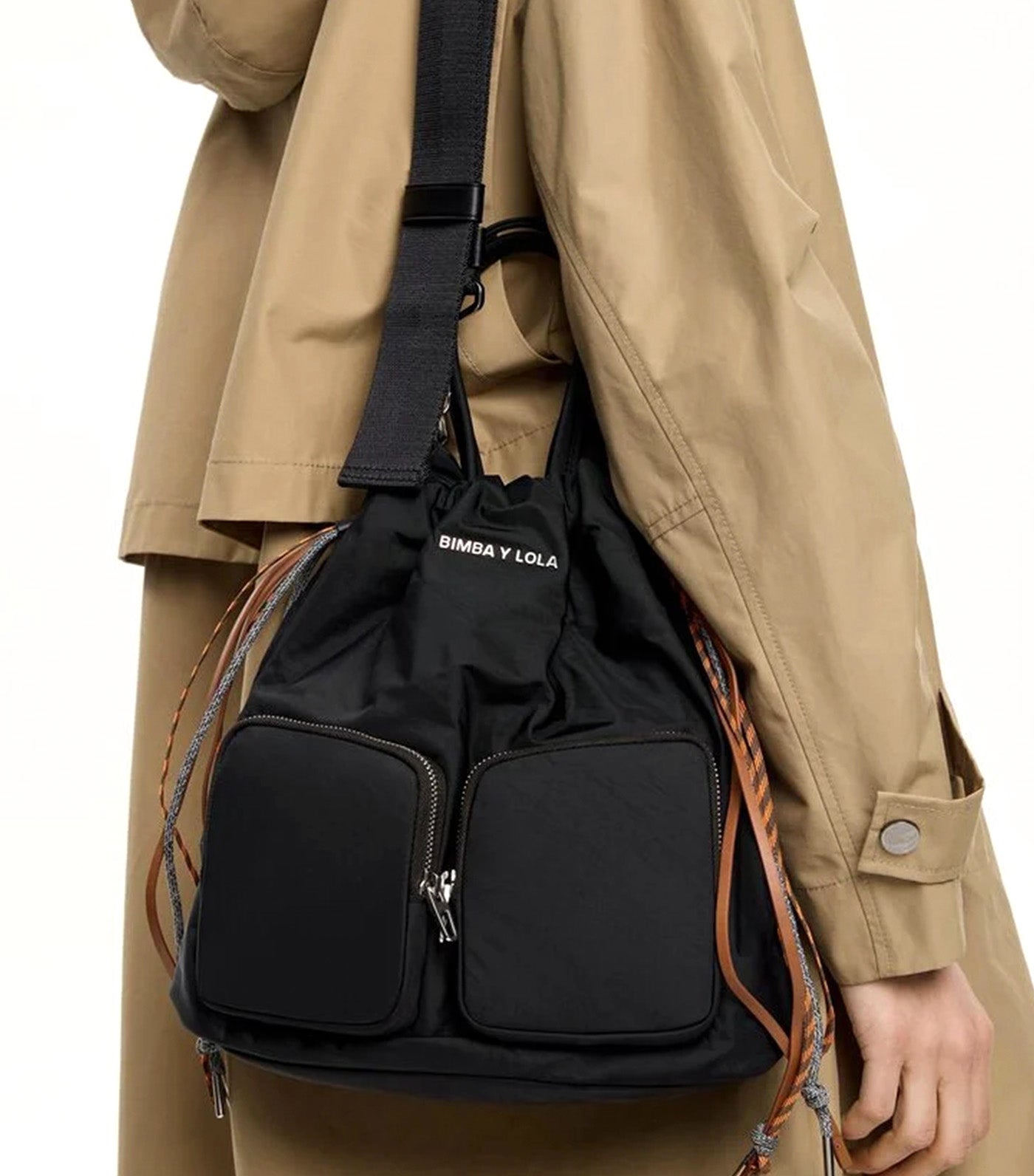 Medium Nylon Multi-Pocket Bag Black