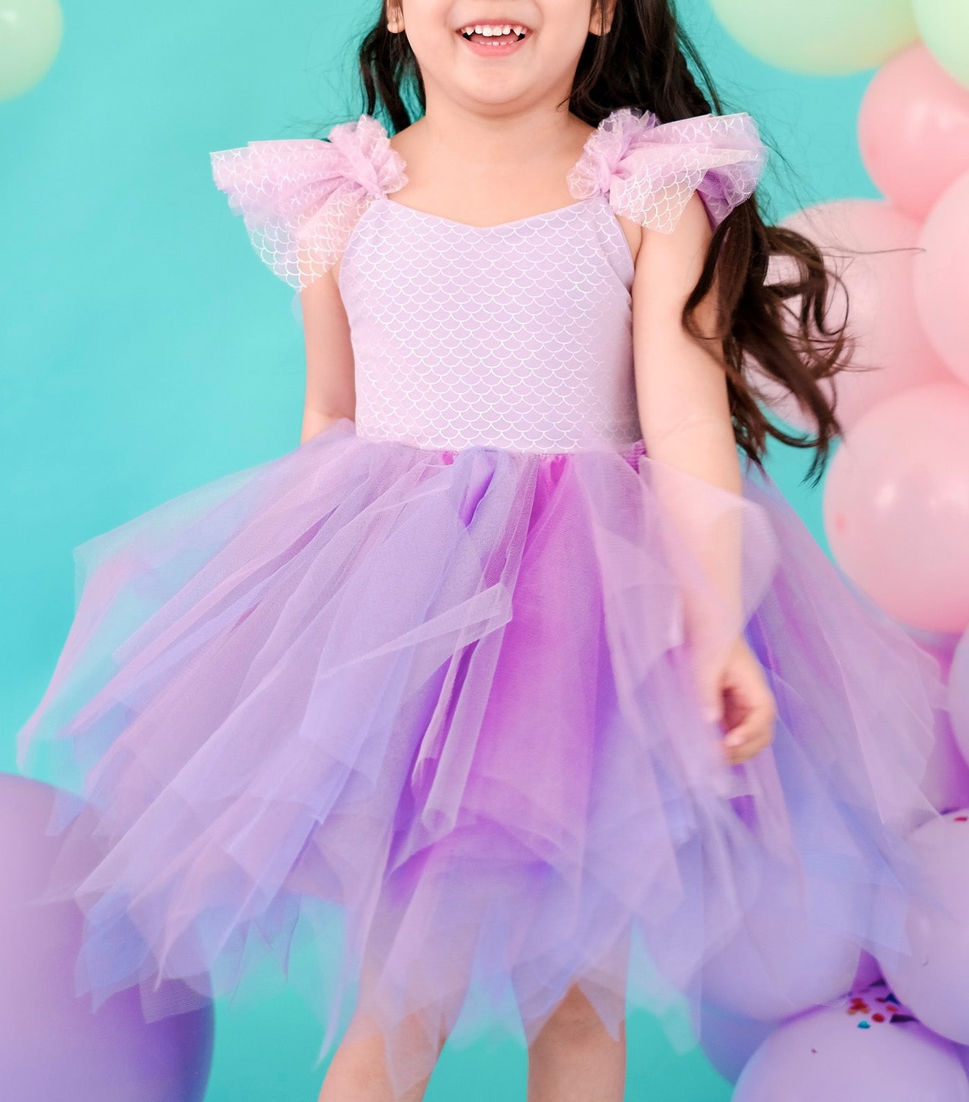 Keira Mermaid Tutu Dress Set with Headband Purple