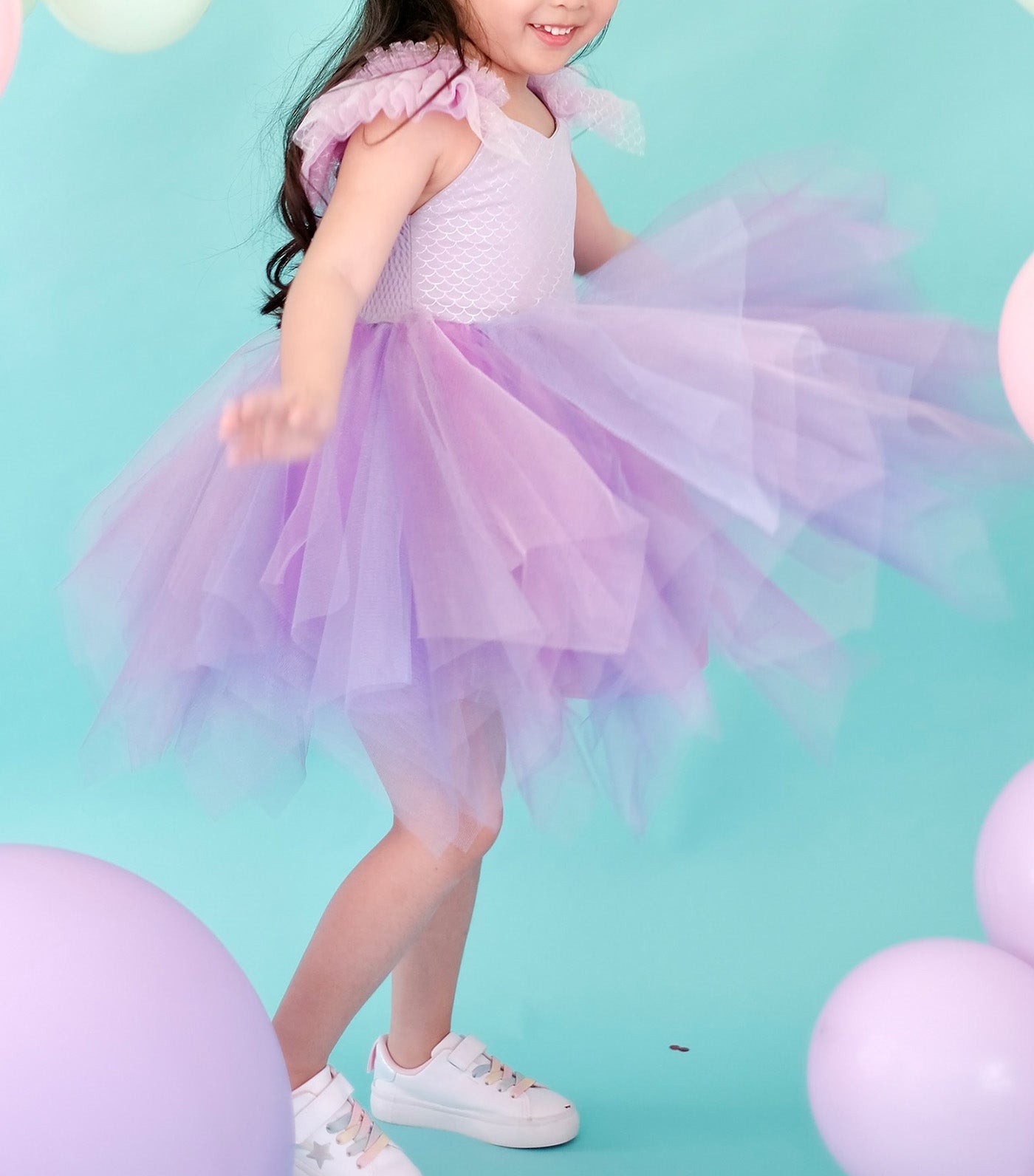 Keira Mermaid Tutu Dress Set with Headband Purple