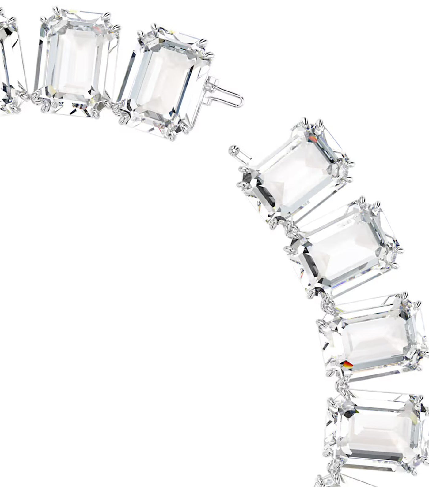 Millenia Tennis Necklace Oversized Crystals, Octagon Cut, White, Rhodium Plated Silver