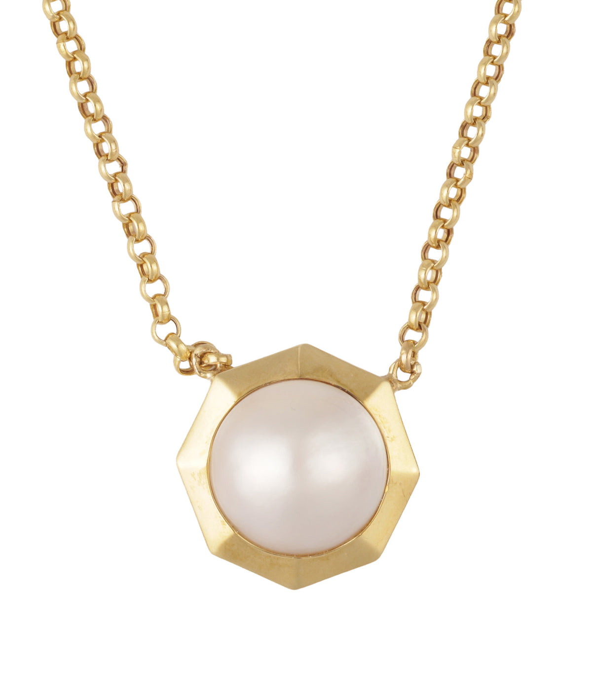 Mobe Pearl Necklace Yellow Gold