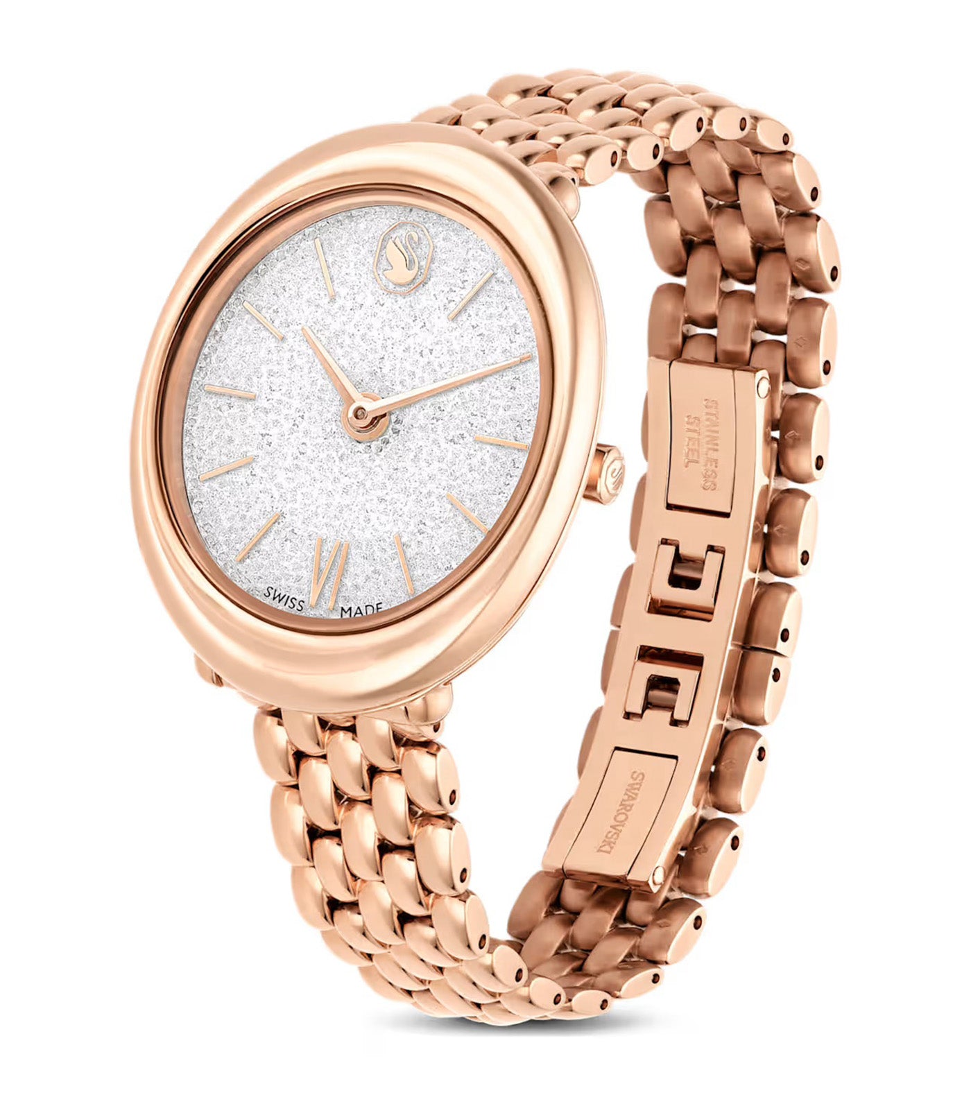 Imber Oval Watch Swiss Made, Metal Bracelet, Rose Gold-Tone Finish Gold