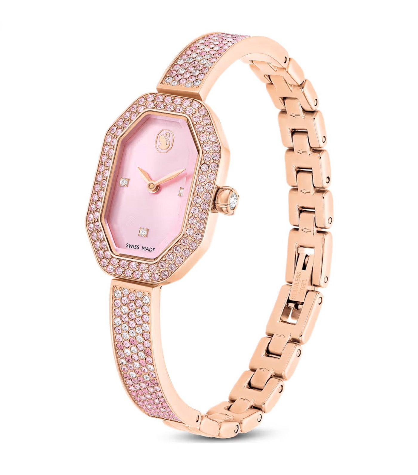Dextera Bangle Watch Swiss Made, Metal Bracelet, Rose Gold-Tone Plated Pink