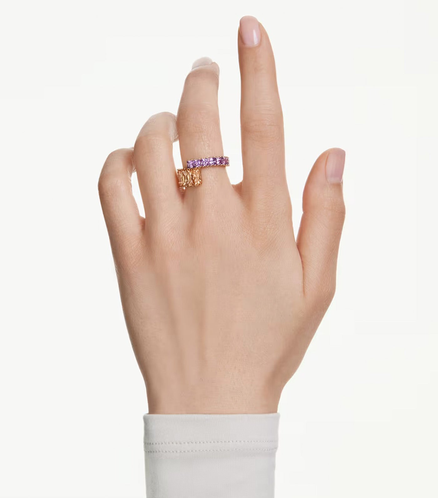 Matrix Ring Mixed Cuts, Gold-Tone Plated, Purple