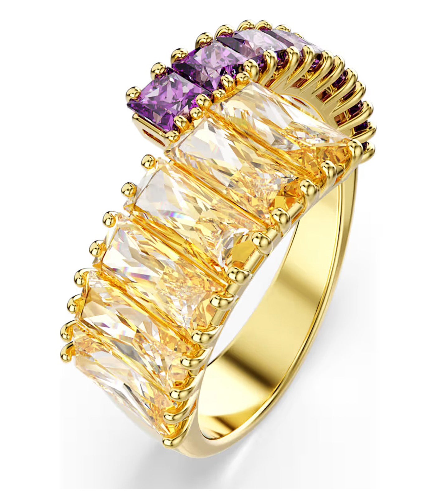 Matrix Ring Mixed Cuts, Gold-Tone Plated, Purple