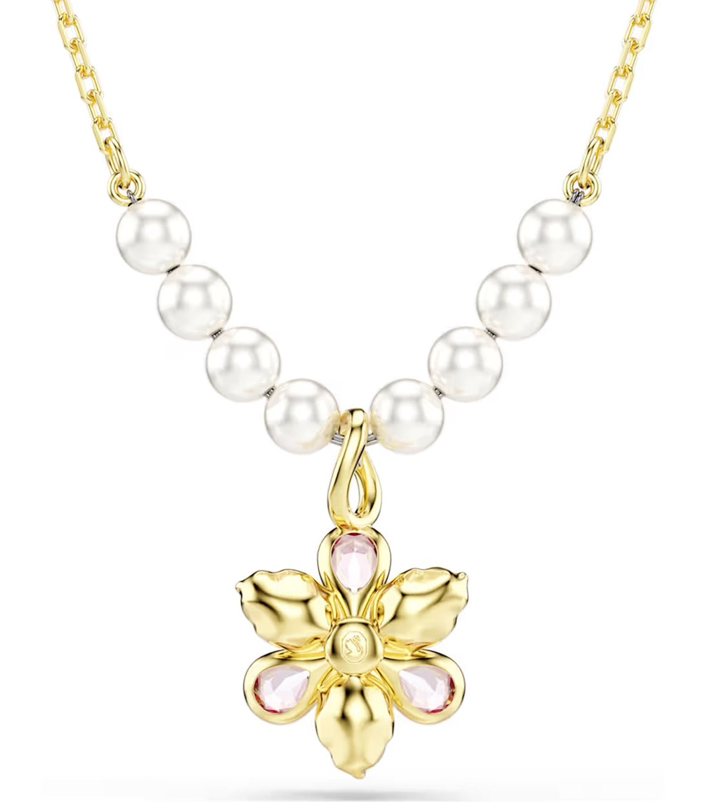 Idyllia Pendant Crystal Pearl, Mixed Cuts, Flower, Gold-Tone Plated, Multicolored