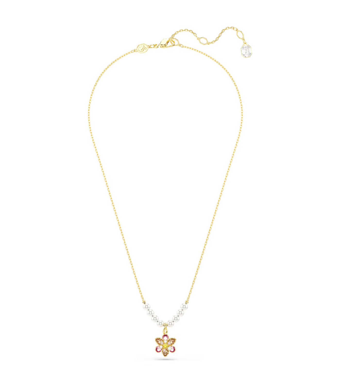 Idyllia Pendant Crystal Pearl, Mixed Cuts, Flower, Gold-Tone Plated, Multicolored