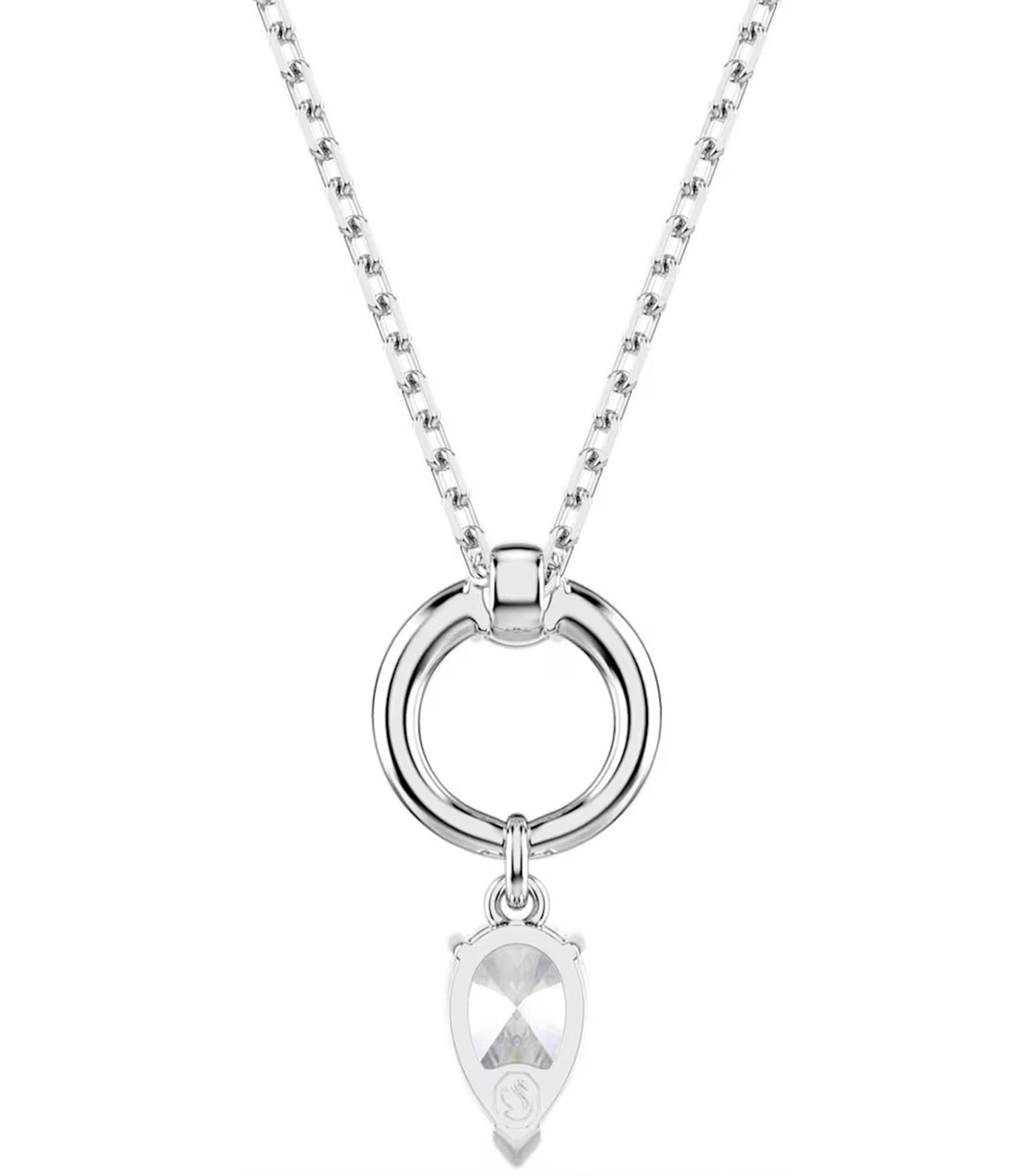 Mesmera Pendant Pear Cut, Rhodium Plated, White