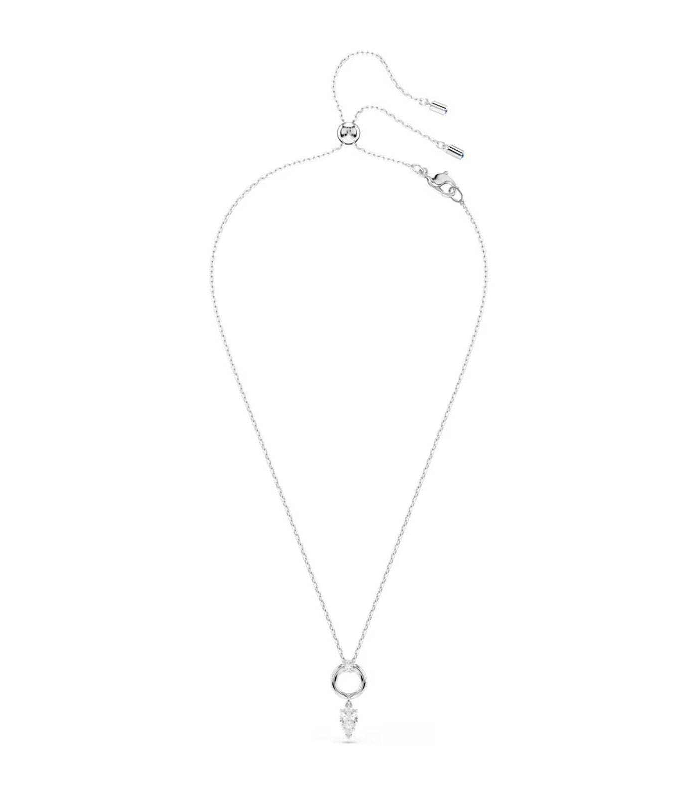 Mesmera Pendant Pear Cut, Rhodium Plated, White