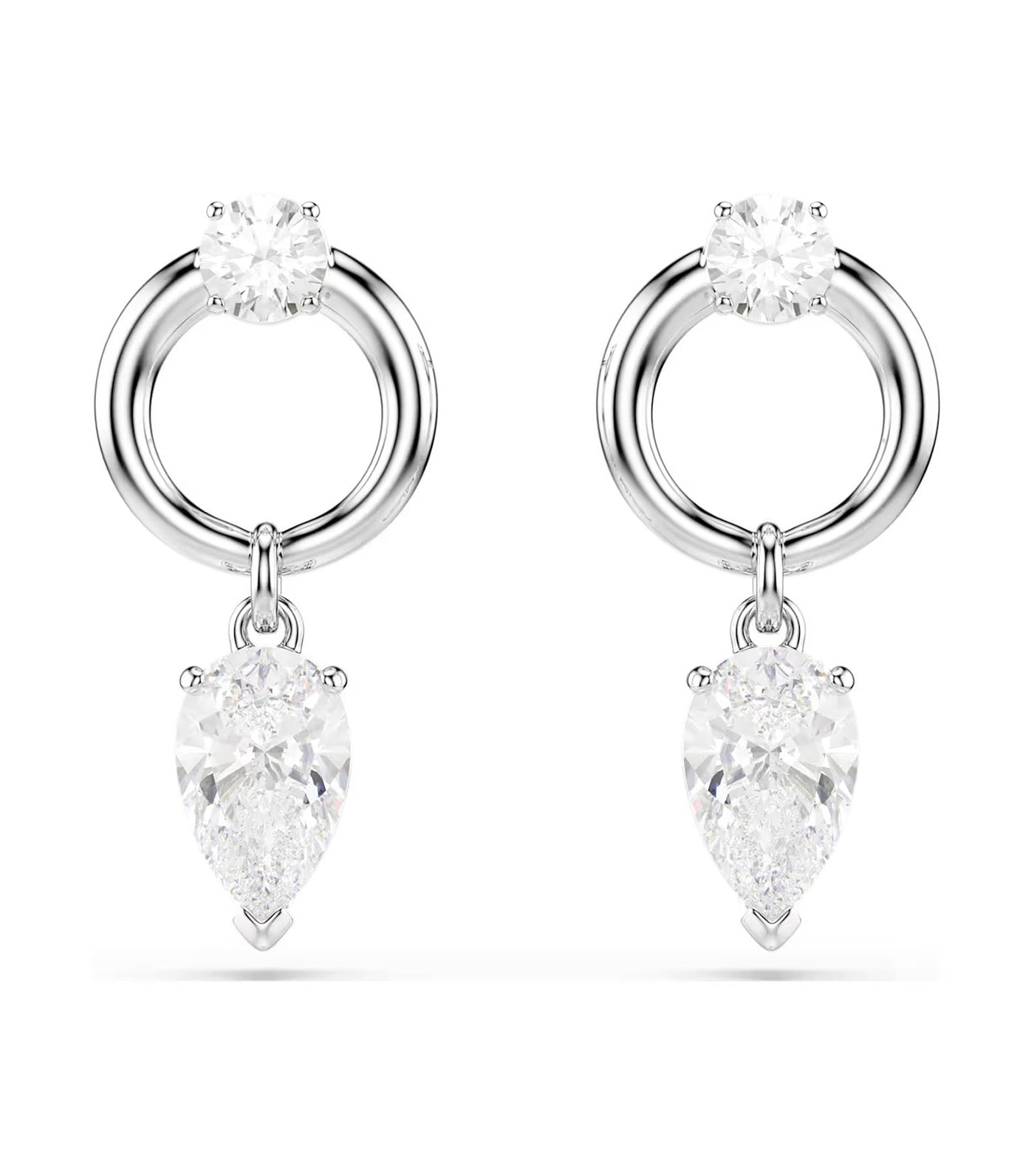 Mesmera Drop Earrings Mixed Cuts, Rhodium Plated, White