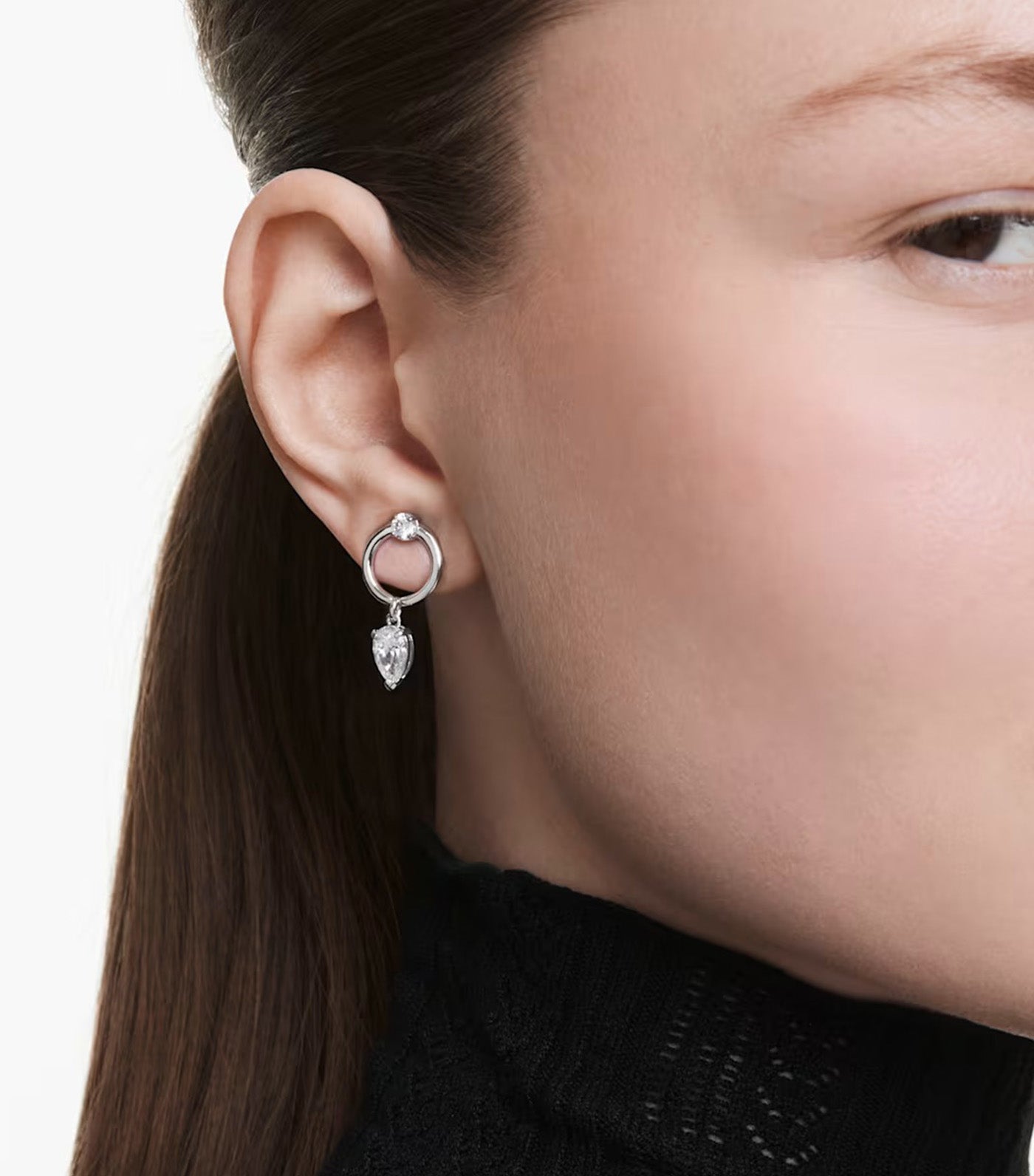 Mesmera Drop Earrings Mixed Cuts, Rhodium Plated, White