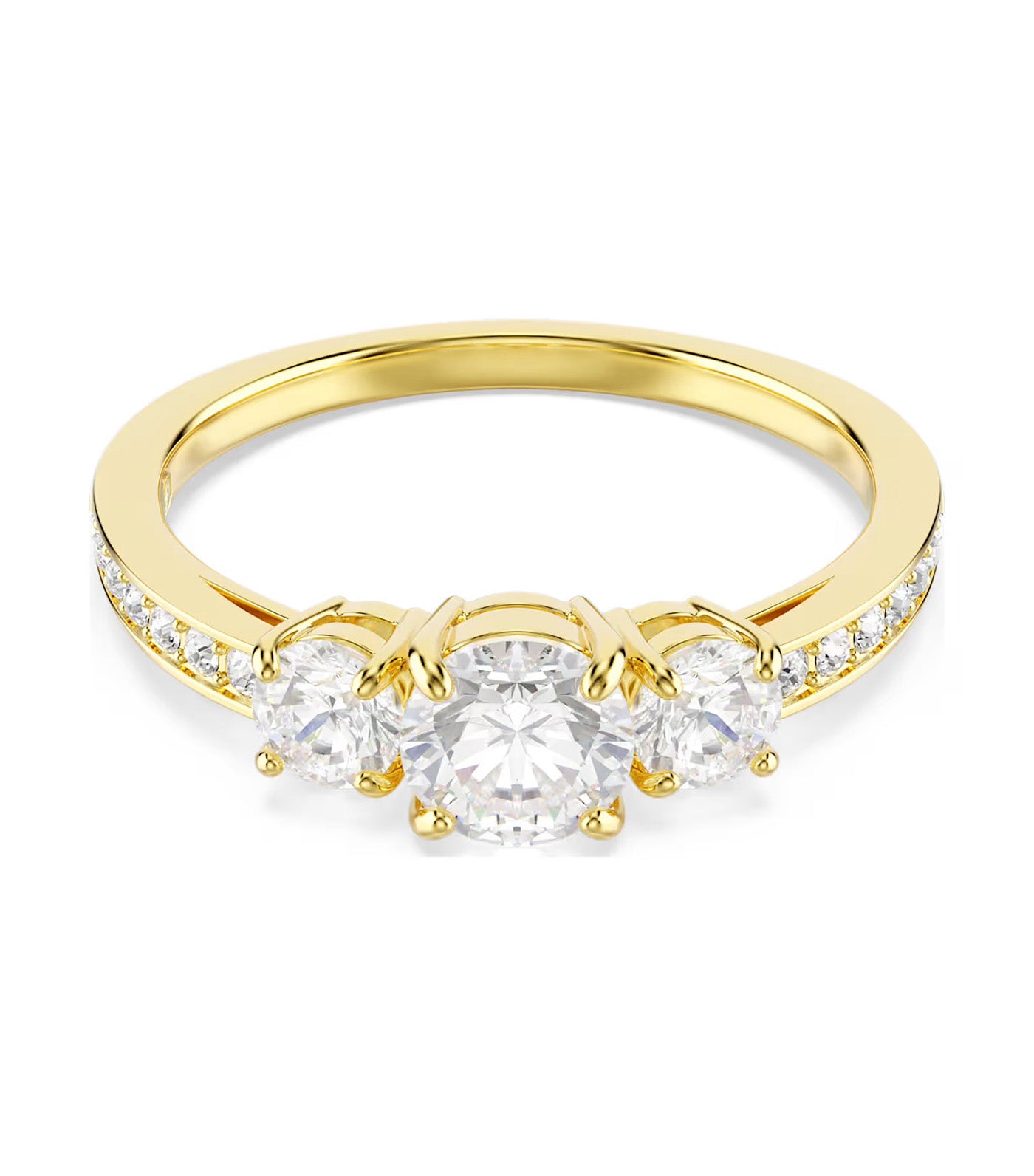 Stilla Attract Ring Round Cut, Gold-Tone Plated, White