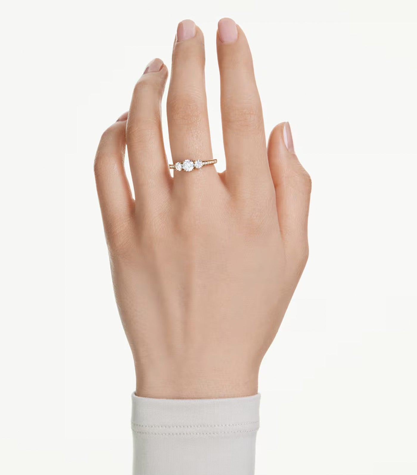Stilla Attract Ring Round Cut, Gold-Tone Plated, White