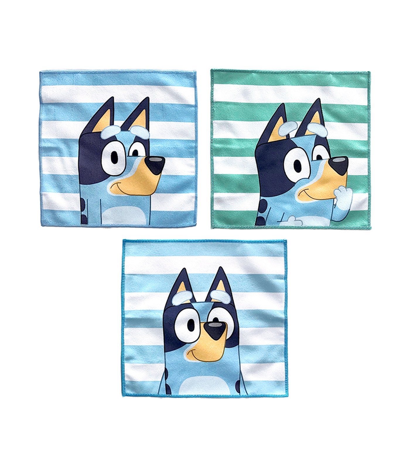 3-Piece Bluey Core Stripes & Pattern Face Towel Set