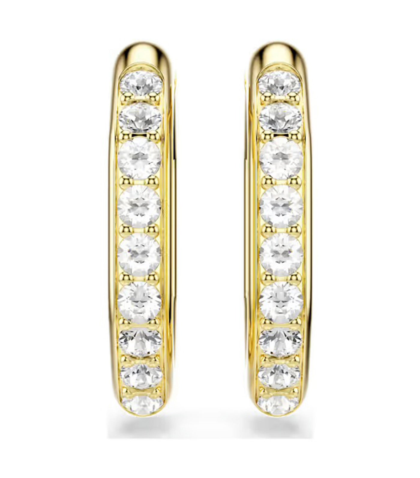 Dextera Hoop Earrings Octagon Shape, Round Cut, Medium, White, Gold-Tone Plated