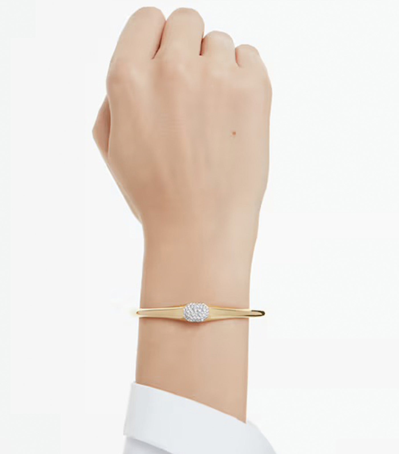 Dextera Bangle Round Cut, White, Gold-Tone Plated