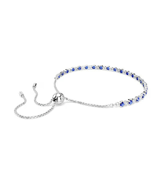 Matrix Tennis Bracelet Mixed Round Cuts, Rhodium Plated, Blue