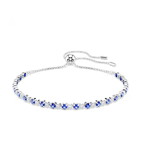 Matrix Tennis Bracelet Mixed Round Cuts, Rhodium Plated, Blue