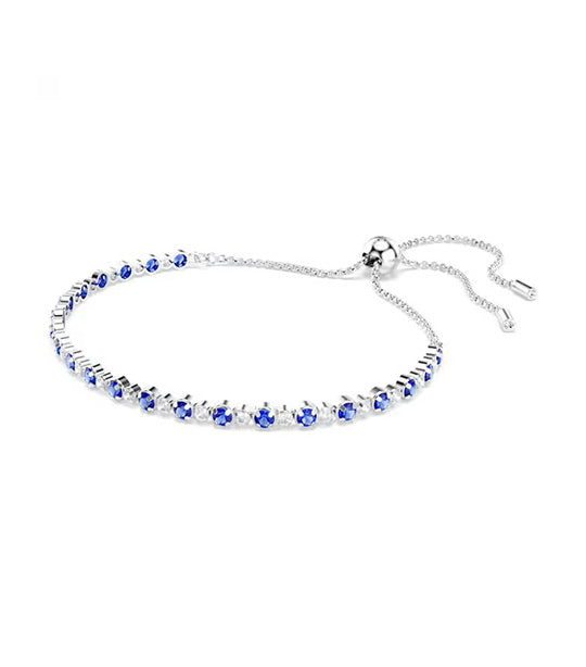 Matrix Tennis Bracelet Mixed Round Cuts, Rhodium Plated, Blue