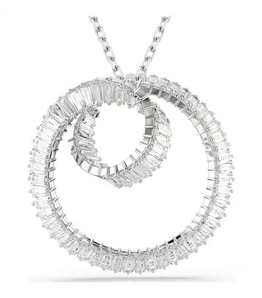 Matrix Pendant Baguette Cut, White, Rhodium Plated, White