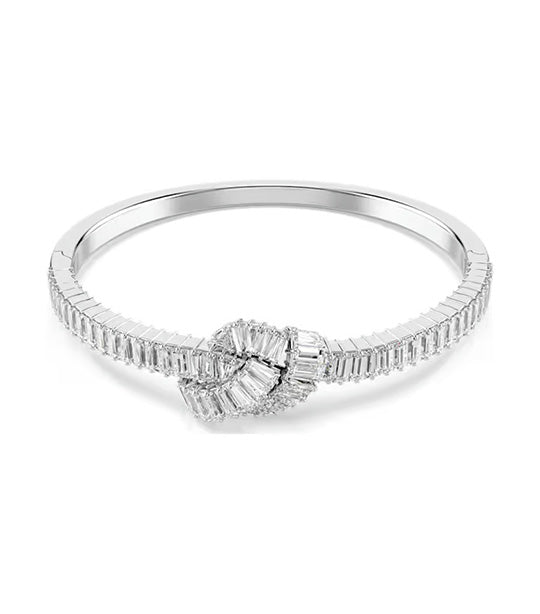 Matrix Bangle Small Baguette Cut, Knot, Rhodium Plated, White