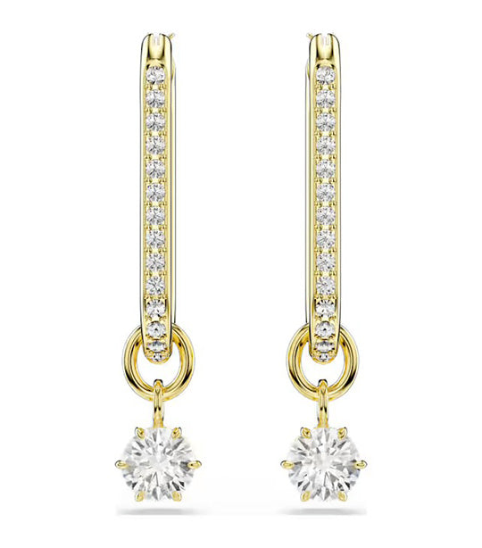 Constella Drop Earrings Round Cut, Gold-Tone Plated, White