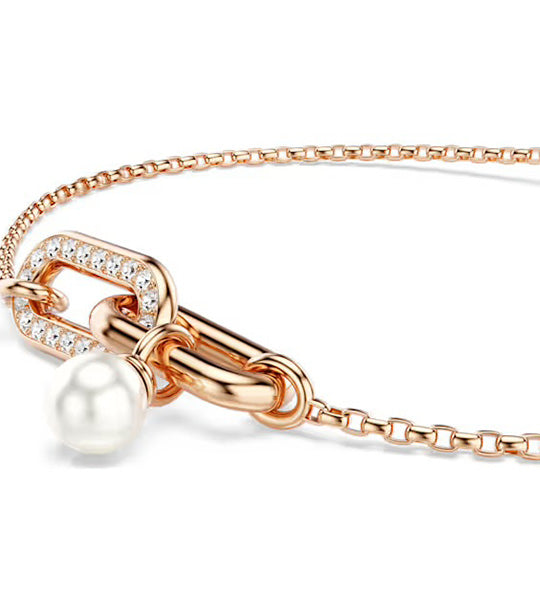 Constella Bracelet Crystal Pearl, Round Cut, Rose Gold-Tone Plated, White