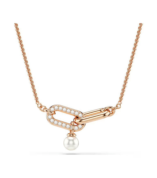 Constella Pendant Crystal Pearl, Round Cut, White, Rose Gold-Tone Plated