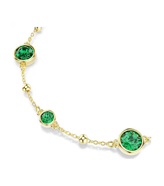 Imber Bracelet Round Cut, Green, Gold-Tone Plated