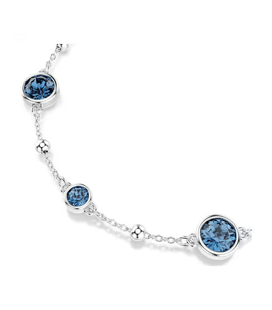 Imber Bracelet Round Cut, Blue, Rhodium Plated