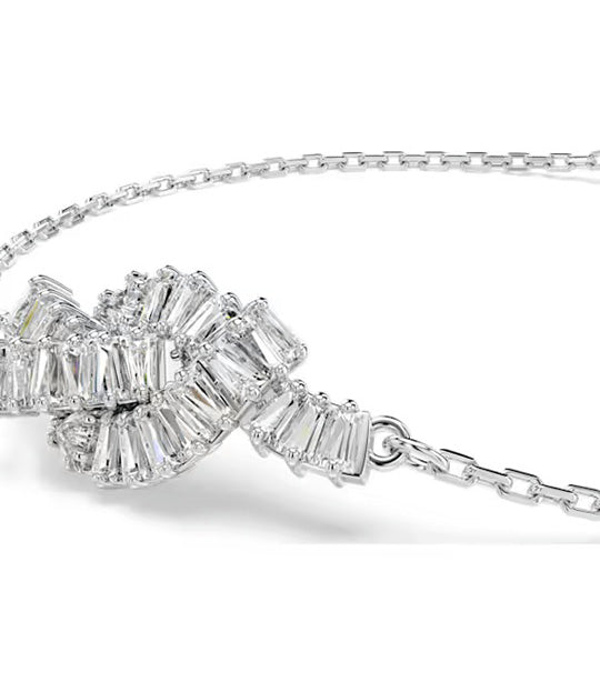 Matrix Bracelet Baguette Cut, Knot, White, Rhodium Plated