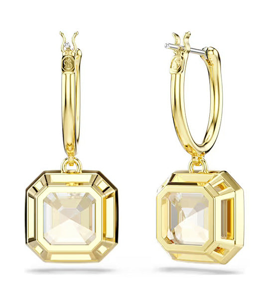 Millenia Drop Earrings Square Cut, Caramel, Gold-Tone Plated