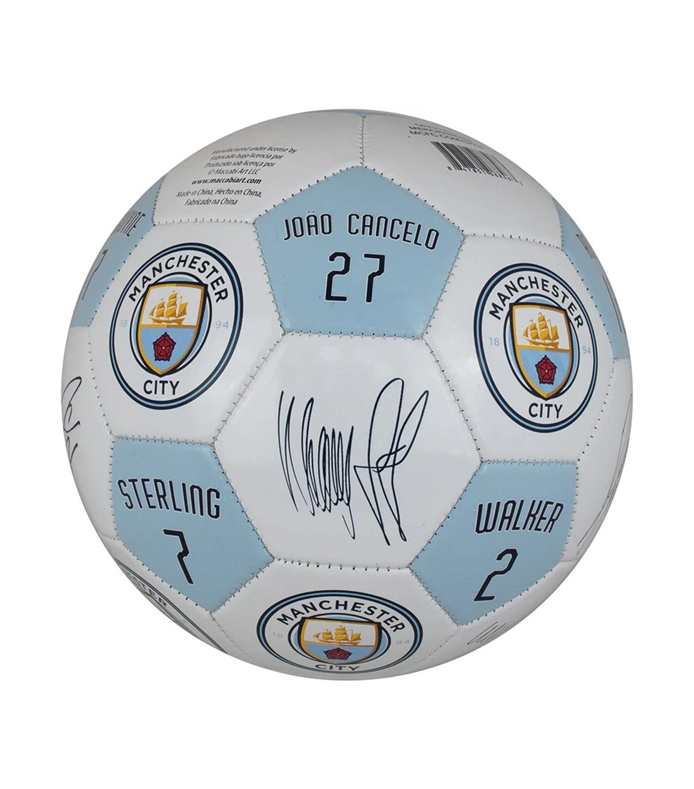 Manchester City FC Player Signatures Soccer Ball Size 5