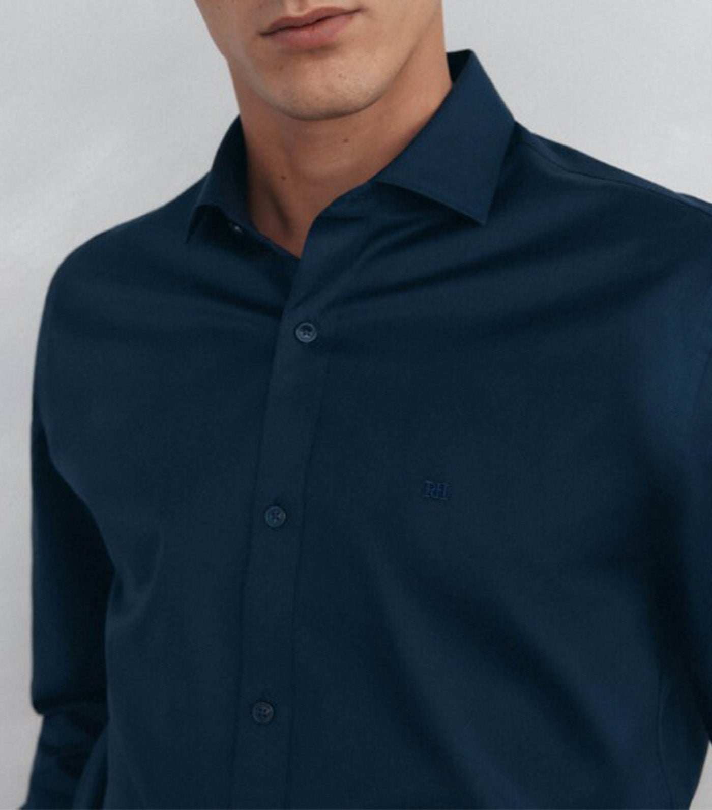 Plain Twill Easy Iron Shirt + Slim Fit Anti Odor Navy