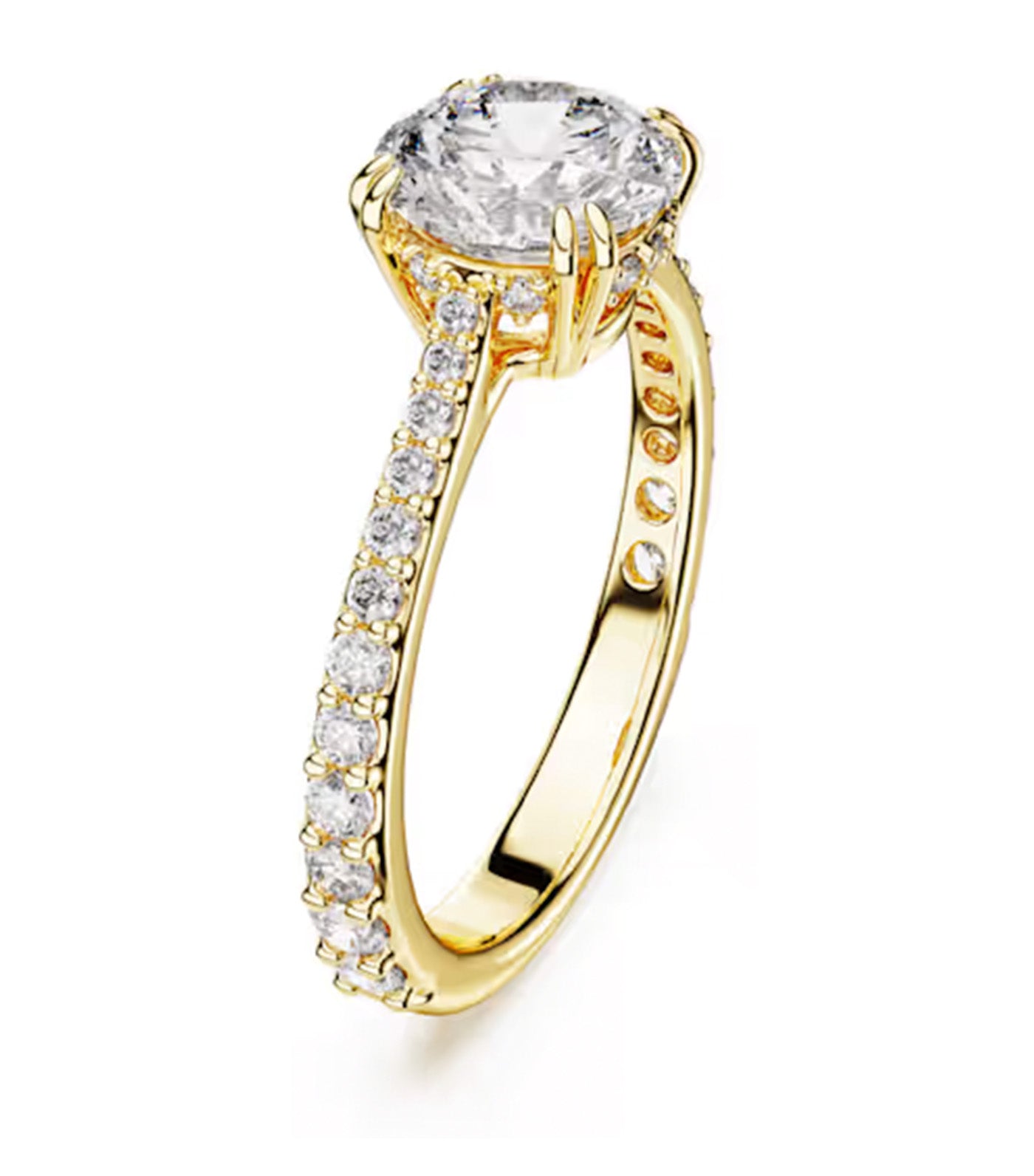 Stilla Cocktail Ring Round Cut, Pavé, White, Gold-Tone Plated