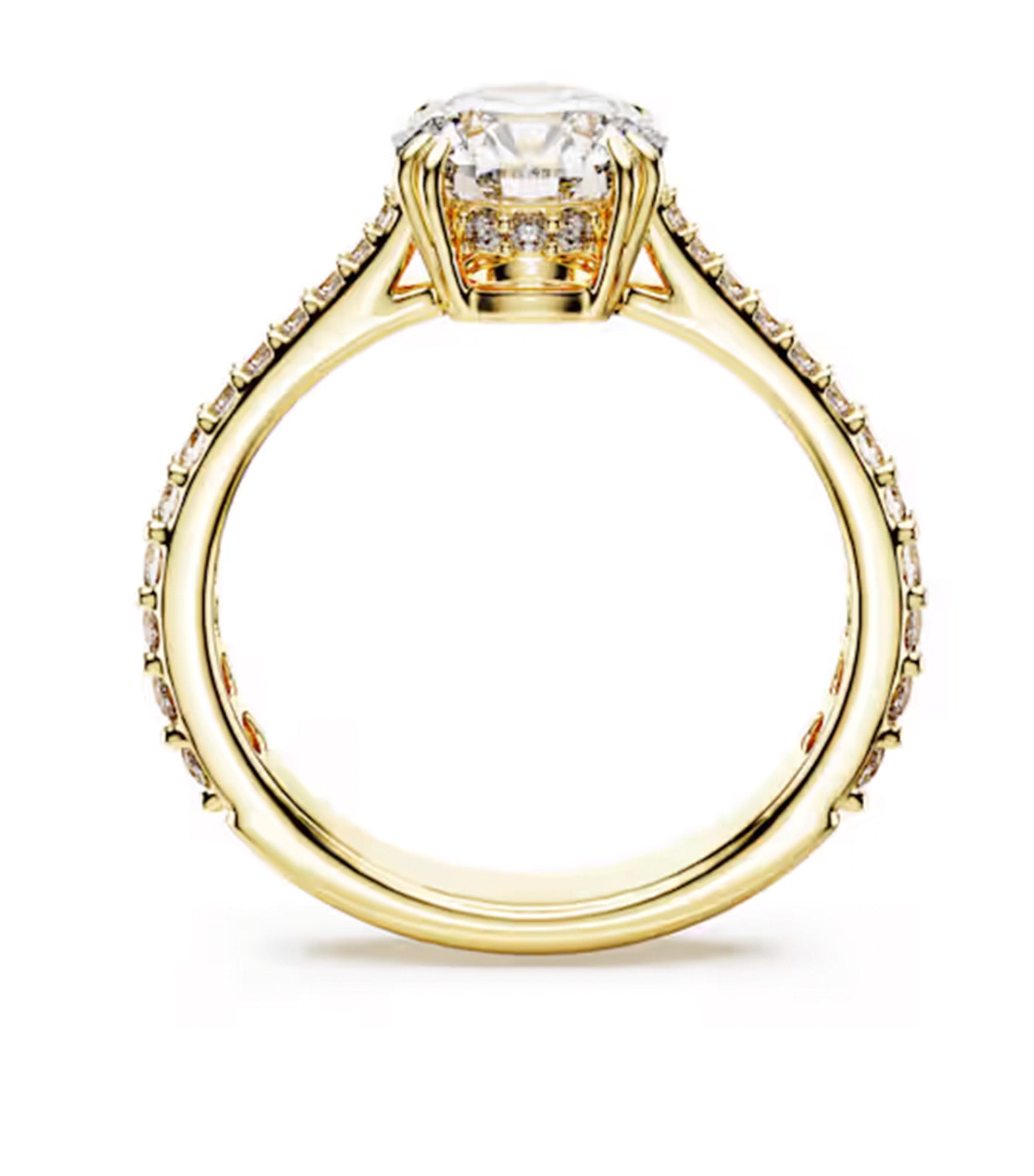 Stilla Cocktail Ring Round Cut, Pavé, White, Gold-Tone Plated