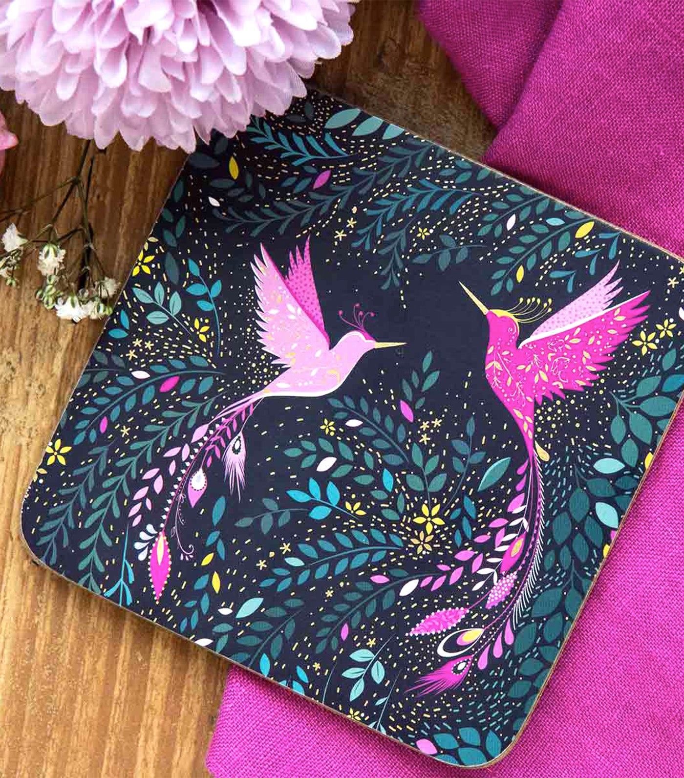 Sara Miller India Coasters Set of 4 Hummingbird Paradise