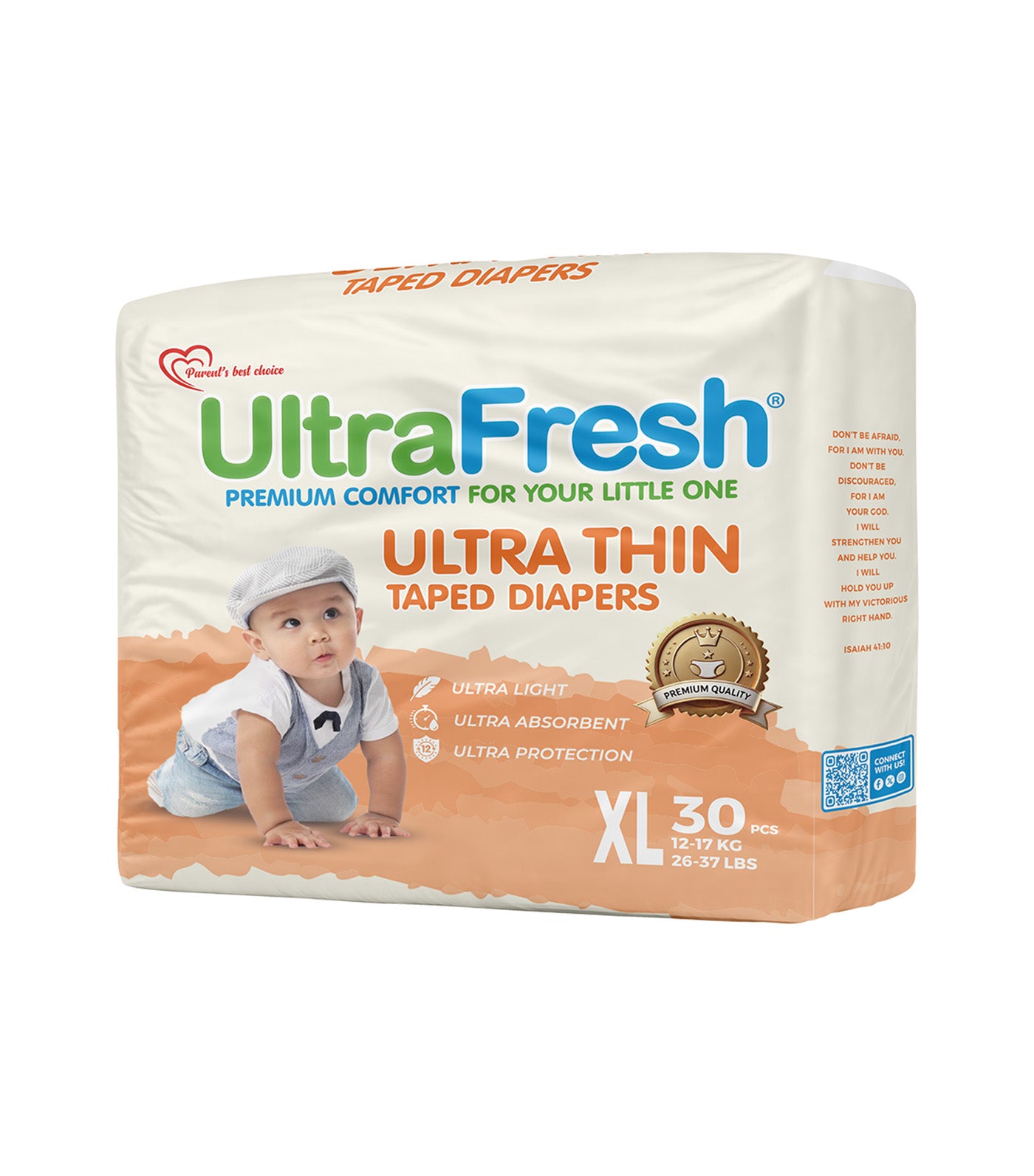 UltraFresh Ultra Thin Taped Diapers - 30 Pieces Extra Large