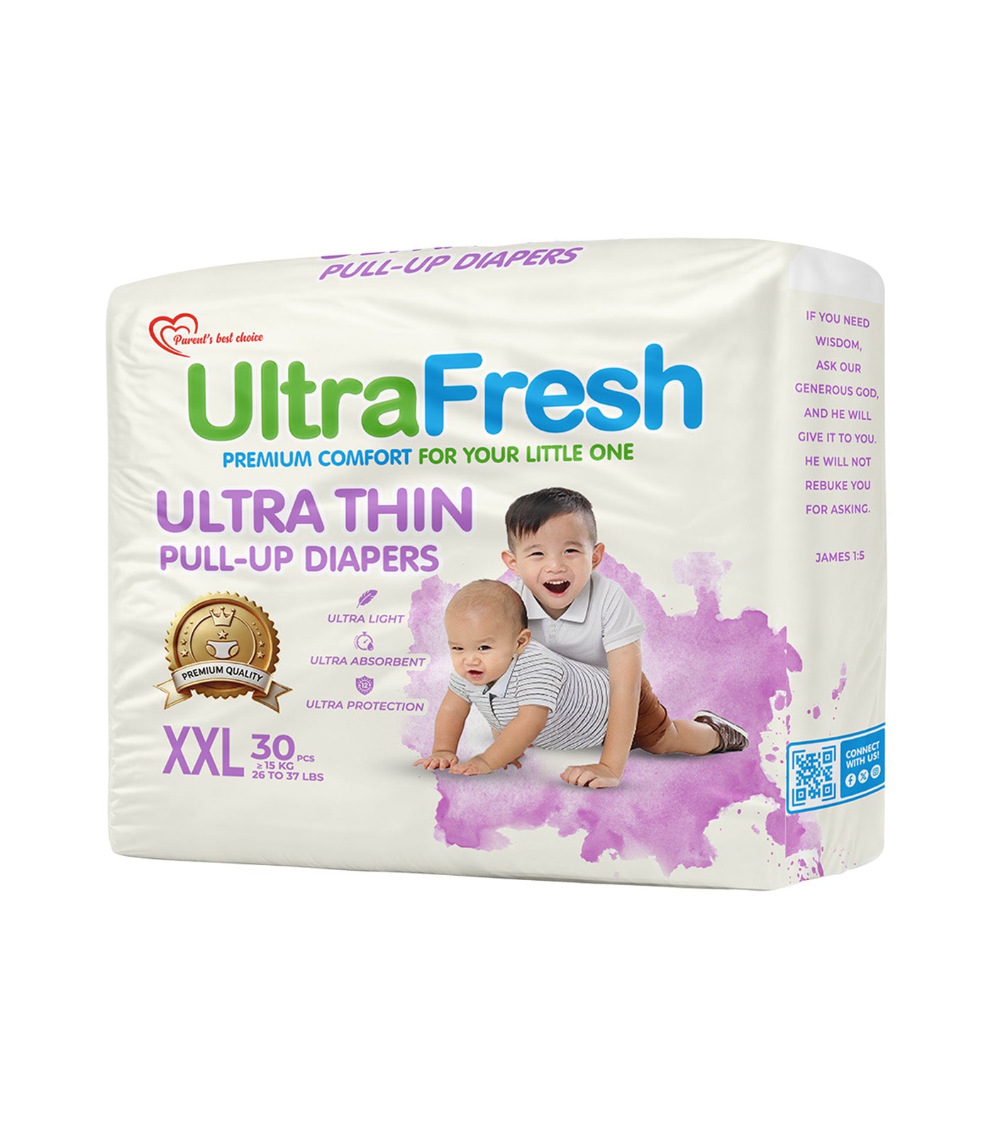UltraFresh Ultra Thin Pull-Up Diapers - 30 Pieces Extra Extra Large