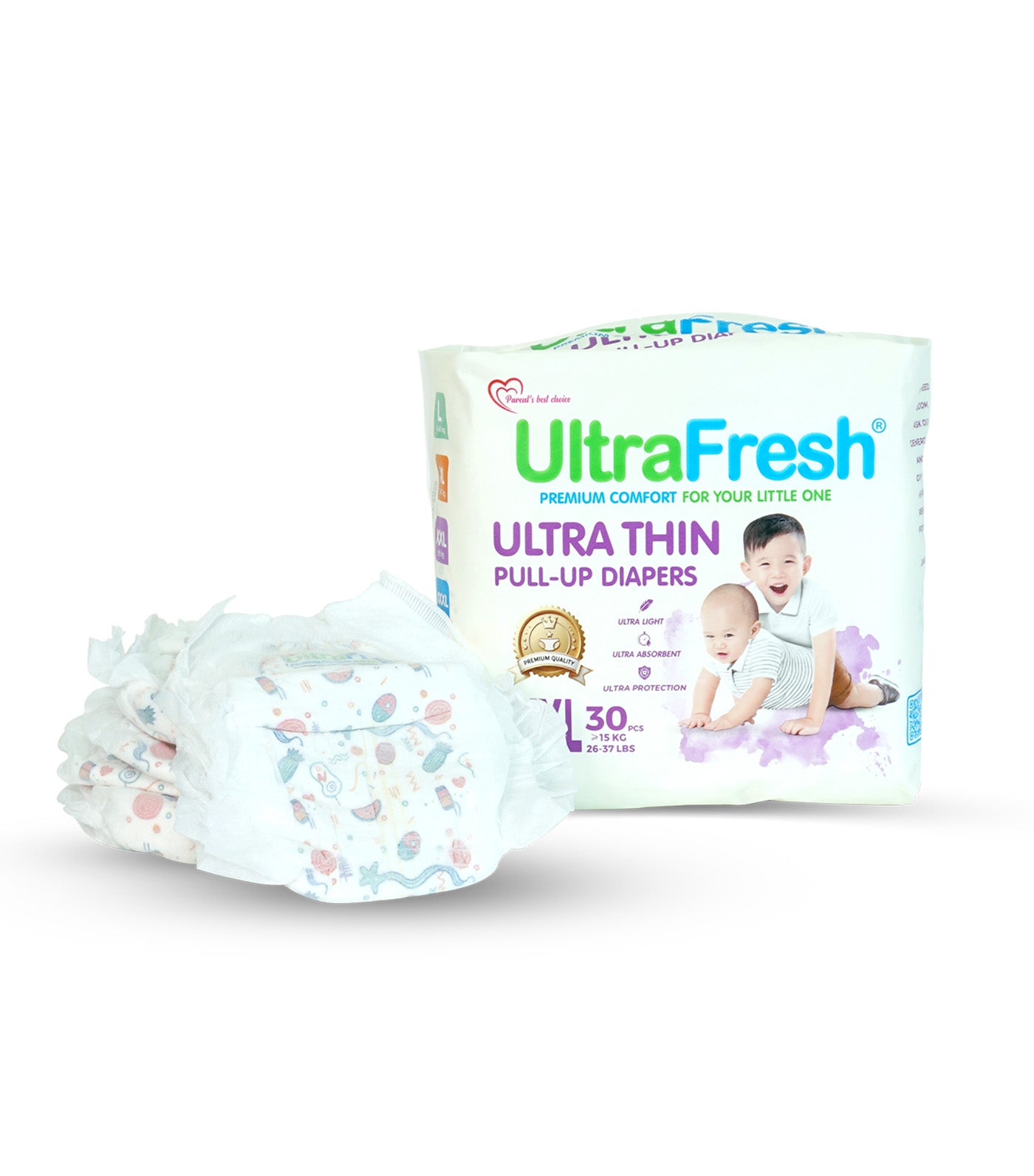 UltraFresh Ultra Thin Pull-Up Diapers - 30 Pieces Extra Extra Large