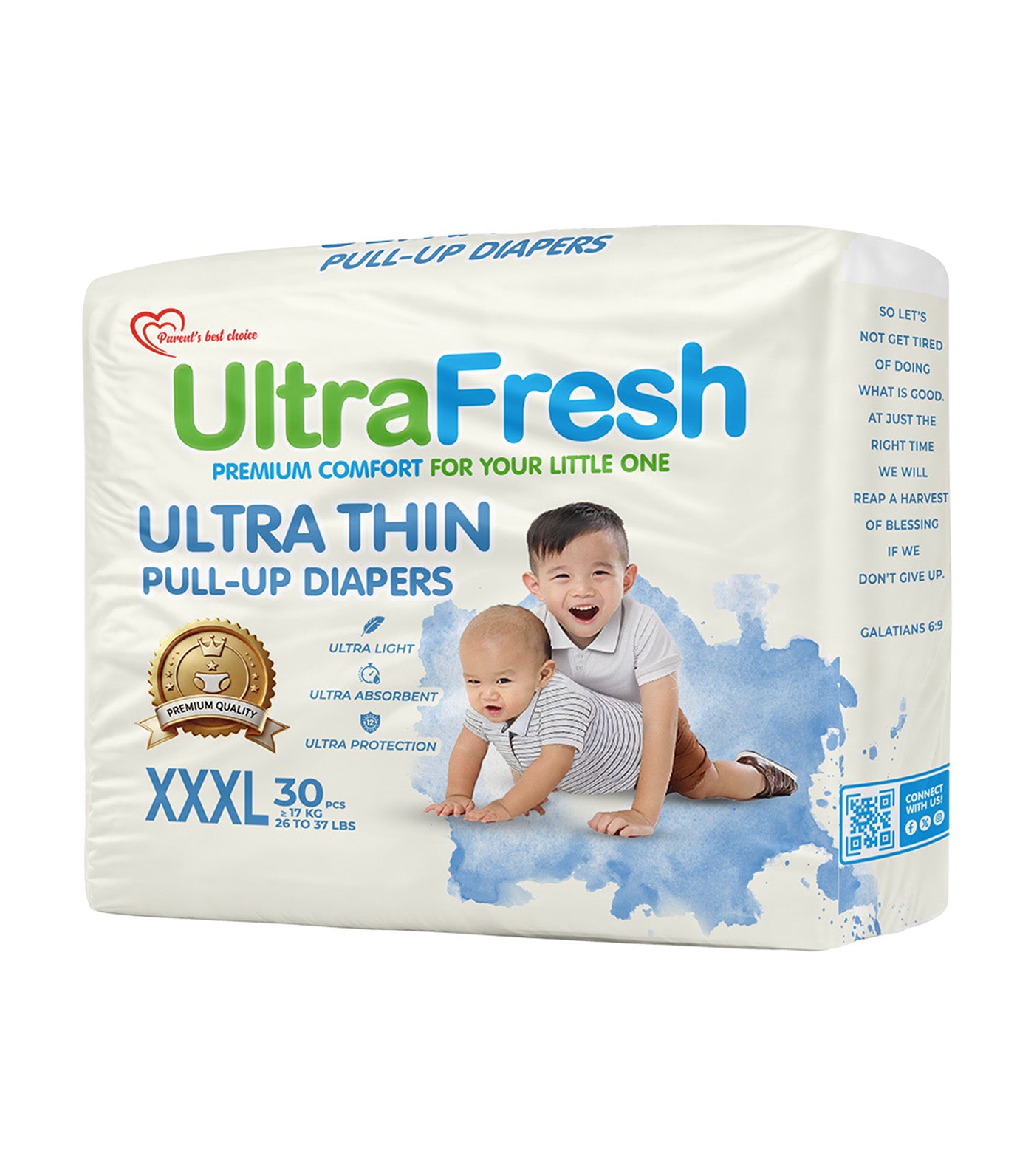 UltraFresh Ultra Thin Pull-Up Diapers - 30 Pieces Extra Extra Extra Large
