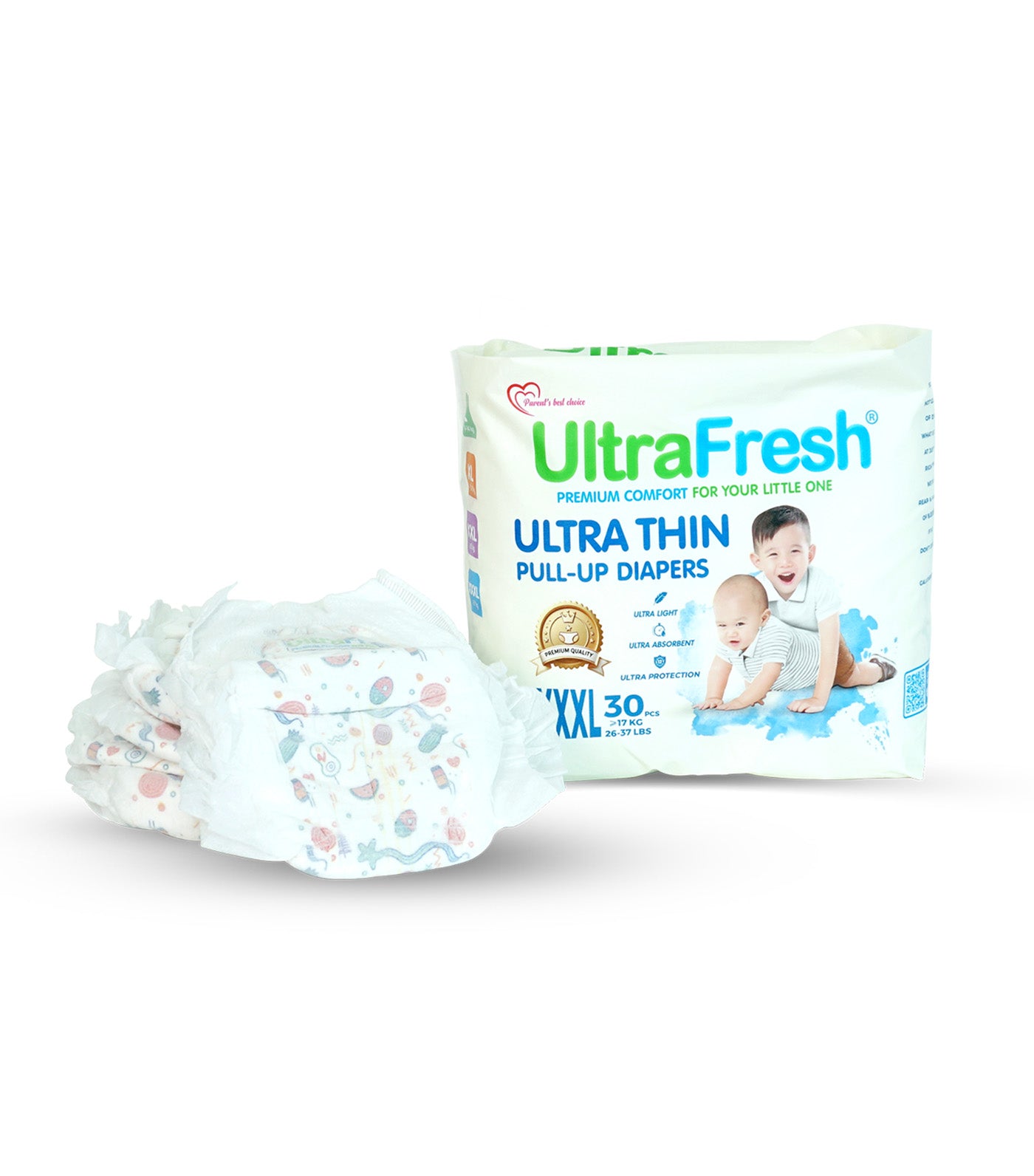 UltraFresh Ultra Thin Pull-Up Diapers - 30 Pieces Extra Extra Extra Large