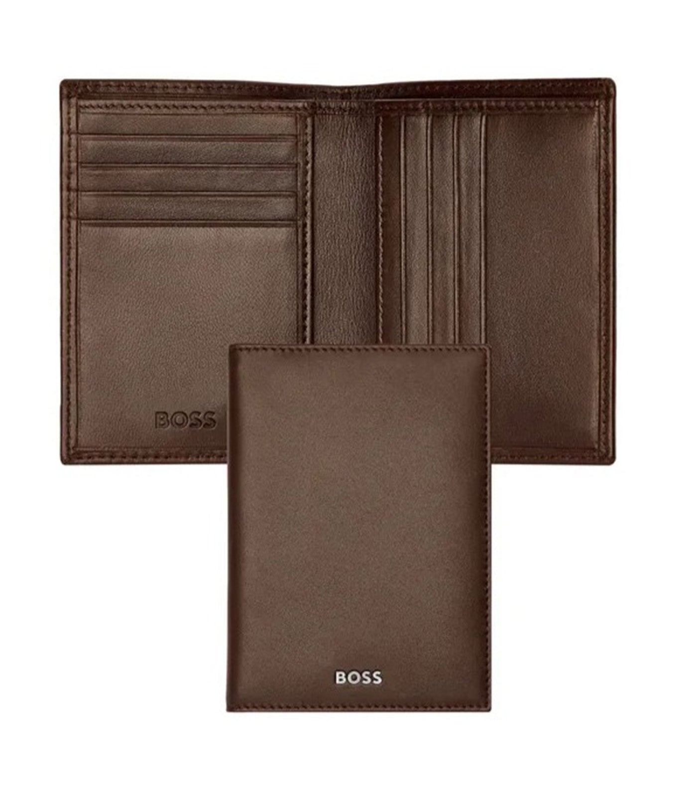 Folding Card Holder Classic Smooth Brown