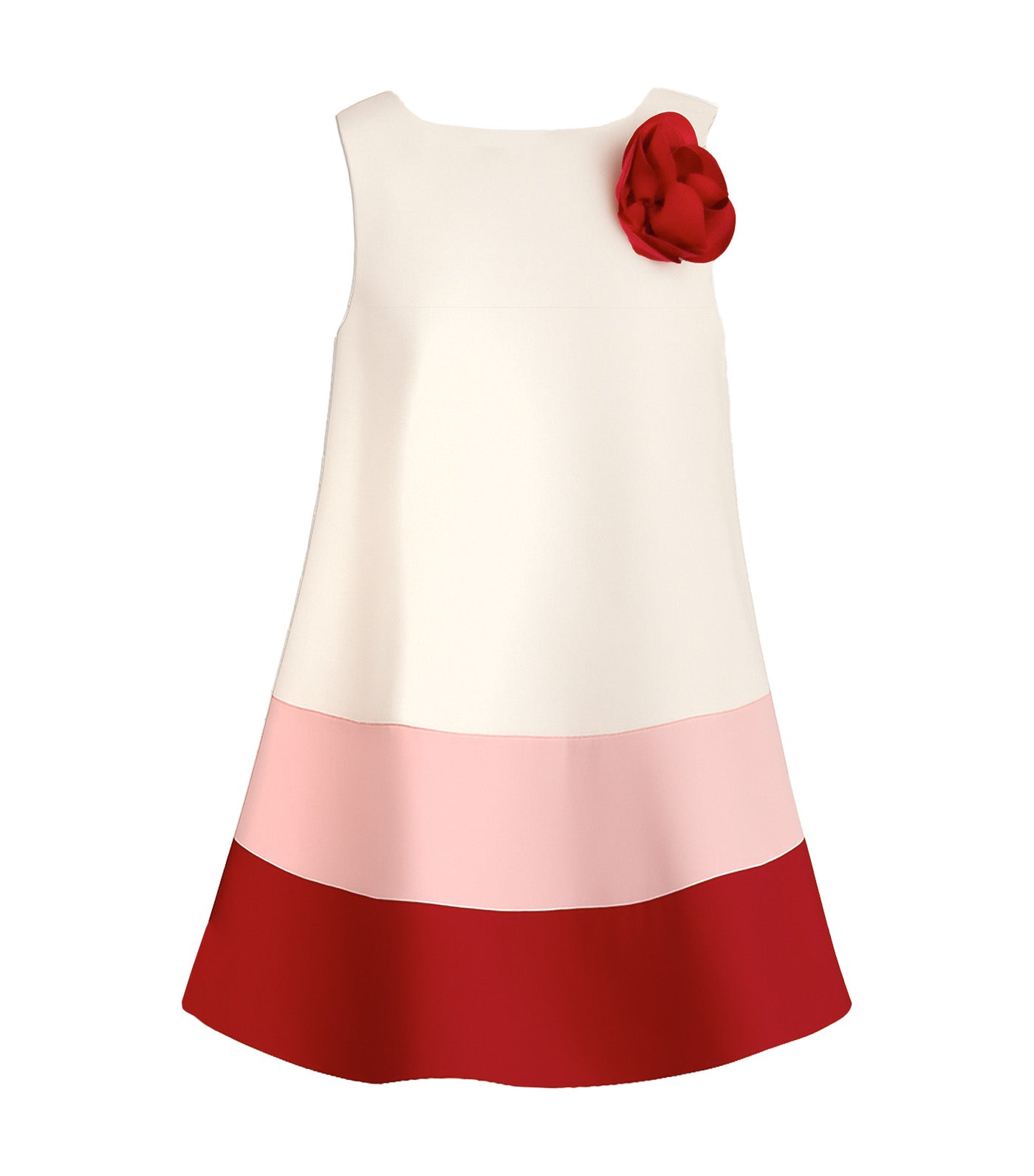 Orelie Girls Colorblock Shift Dress Red
