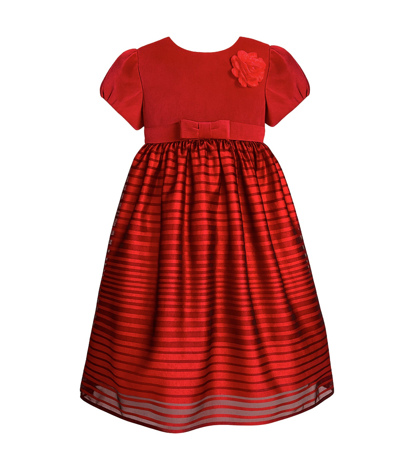 Nerie Girls Striped Party Dress Red