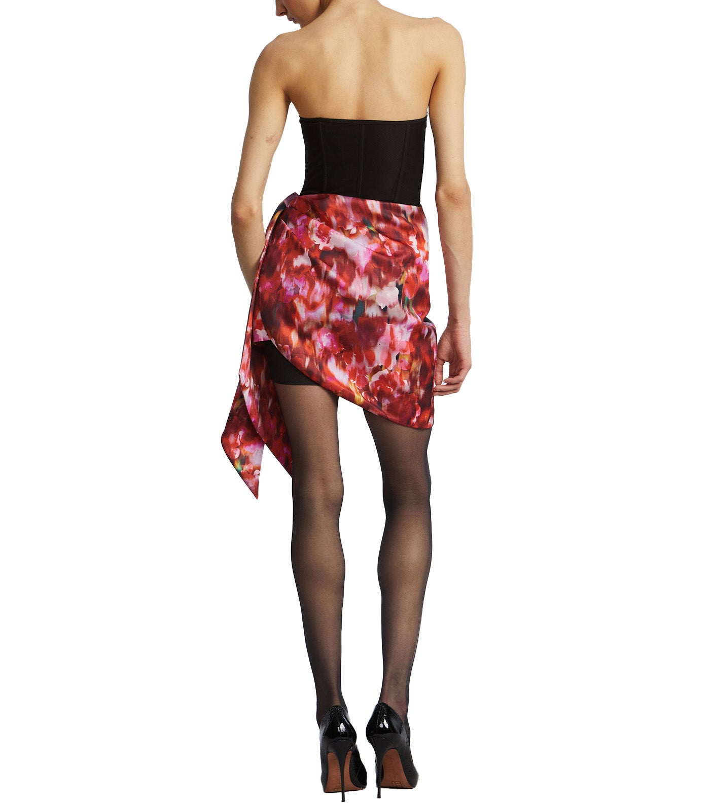 Wrap Mini Dress Black and Washed Floral C