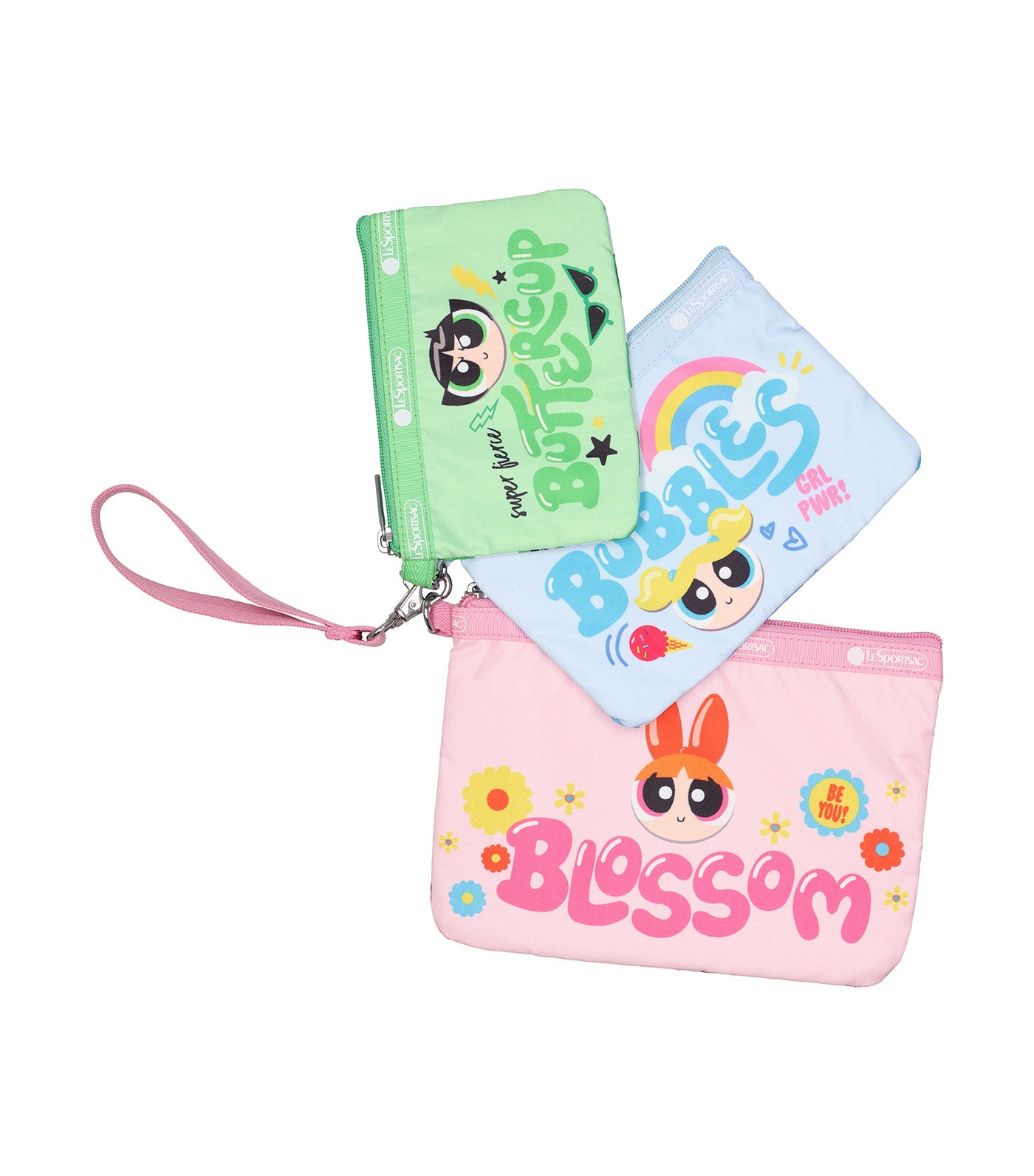 LeSportsac x Powerpuff Girls Wristlet Pouch Set