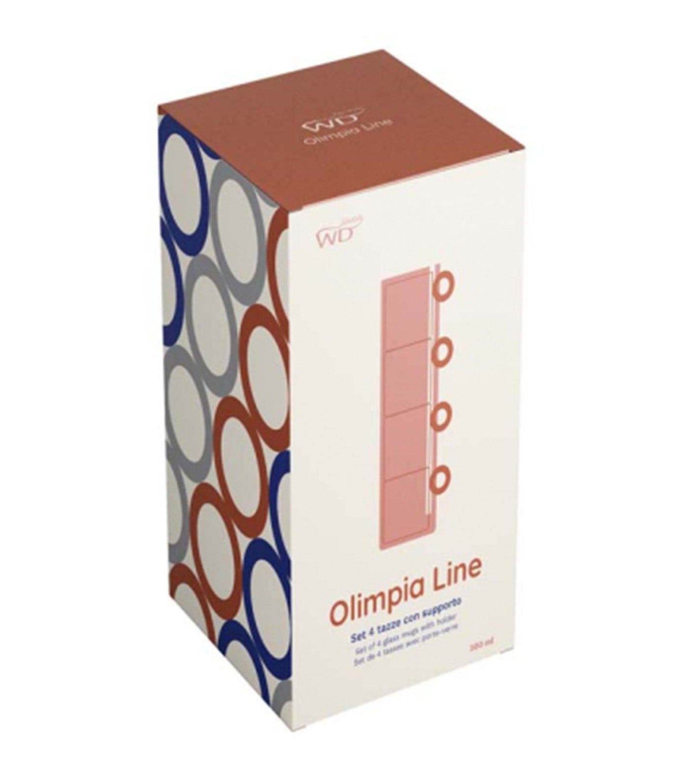 WD Lifestyle Olimpia Set 4 Cups in Borosilicate Glass with Ring Sleeve Amber