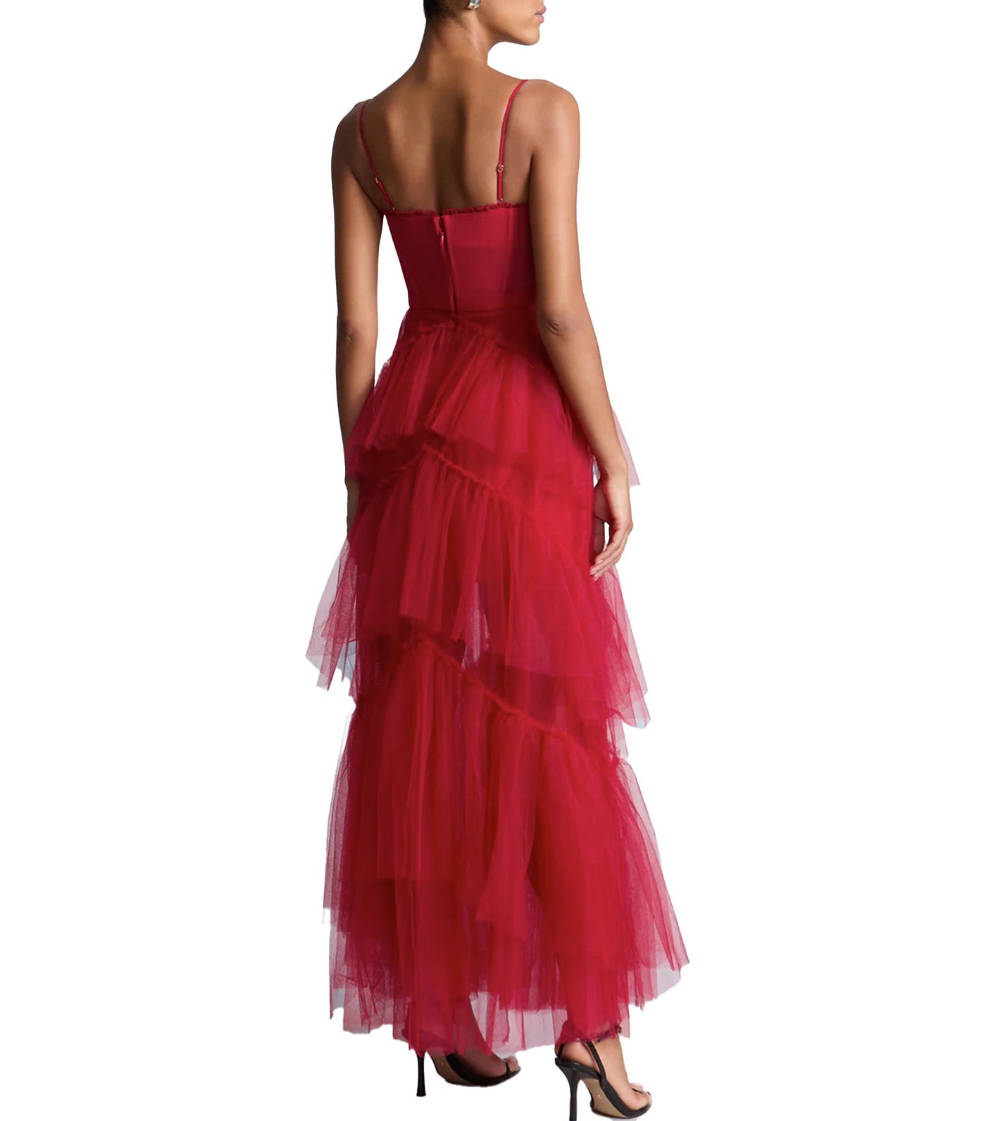 Oly Tiered Ruffle Tulle Evenin 9391 Chilli Pepper