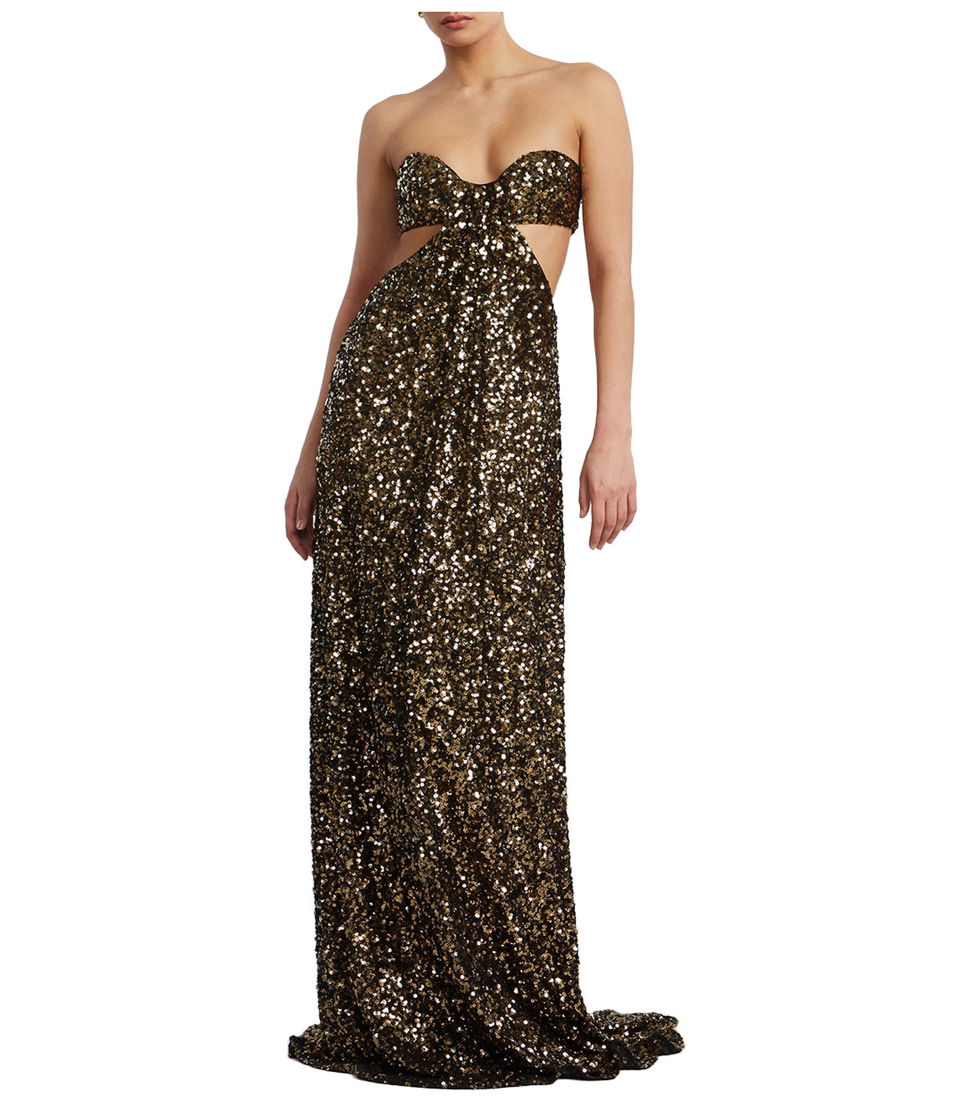 Sequin Strapless Gown 353 Gold